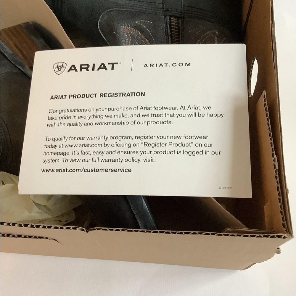 NIB Ariat Billie Side Zip 7” Distressed Pebbled Black Leather Cowboy Boots Sz 6 - Picture 10 of 11